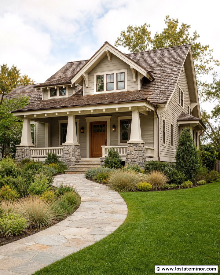 Light Grey House With Weathered Wood Roof - 30 Light Grey House Design With Roof Ideas