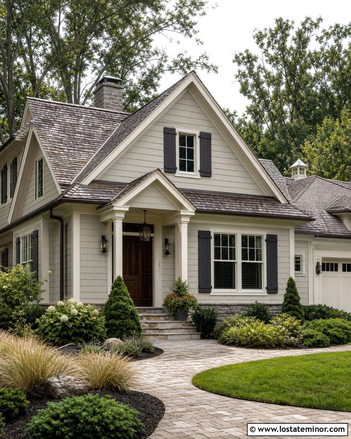 Light Grey House With Weathered Wood Shingles - 30 Light Grey House Design With Shingles Ideas