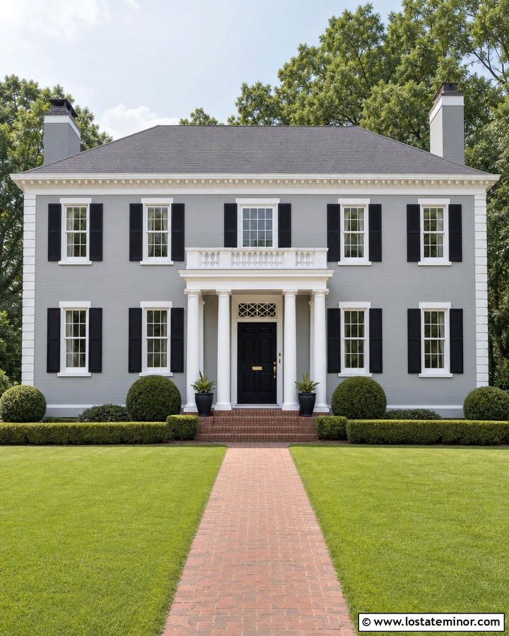 Light Grey House With White Frames And Black Shutters - 30 Light Grey House Design With Window Frames Ideas