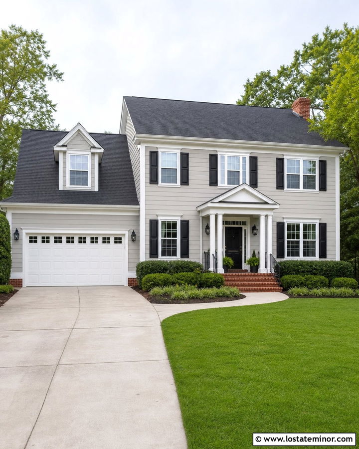Light Grey House With White Garage Door - 30 Light Grey House Design With Garage Door Ideas