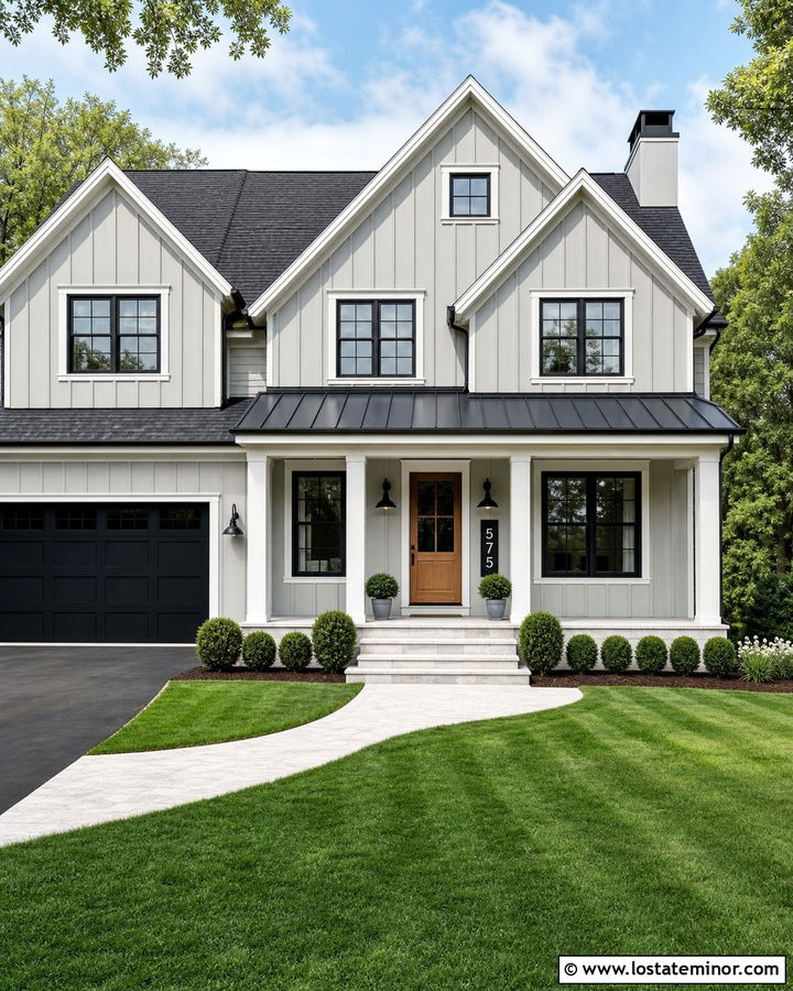 Light Grey House With White Numbers On Black Panel - 30 Light Grey House Design With House Numbers Ideas