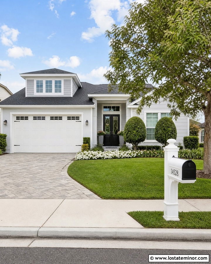 Light Grey House With White Post Mailbox - 30 Light Grey House Design With Mailbox Ideas