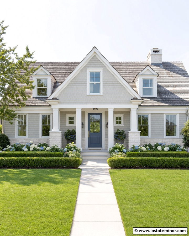 Light Grey House With White Stone Wainscoting - 30 Light Grey House Design With Wainscoting Ideas