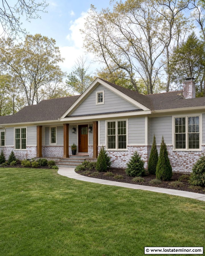 Light Grey House With Whitewashed Brick Wainscoting - 30 Light Grey House Design With Wainscoting Ideas