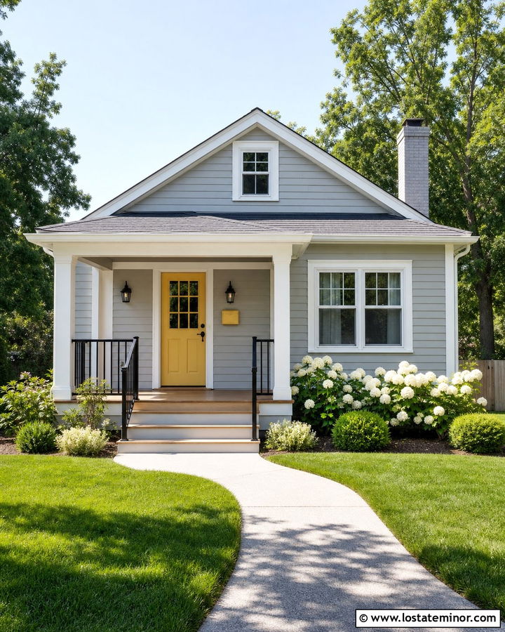 Light Grey House With Yellow Mailbox - 30 Light Grey House Design With Mailbox Ideas