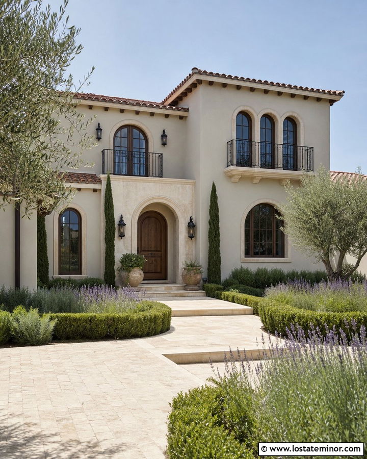 Light Grey Mediterranean House With Brown Windows - 30 Light Grey House Design With Window Frames Ideas