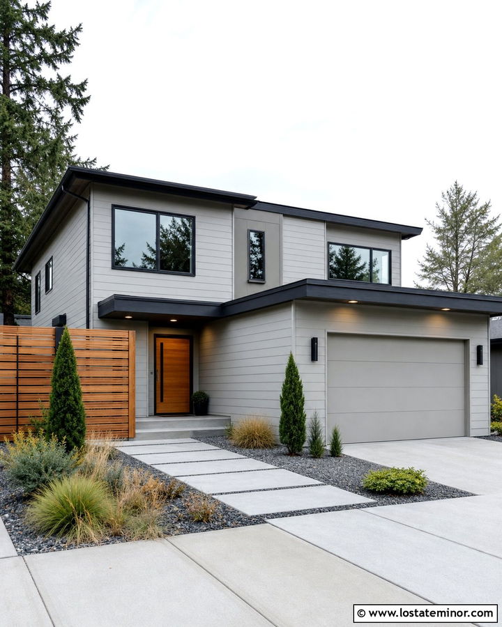 Light Grey Mixed Siding Exterior - 30 Light Grey House Design With Siding Ideas