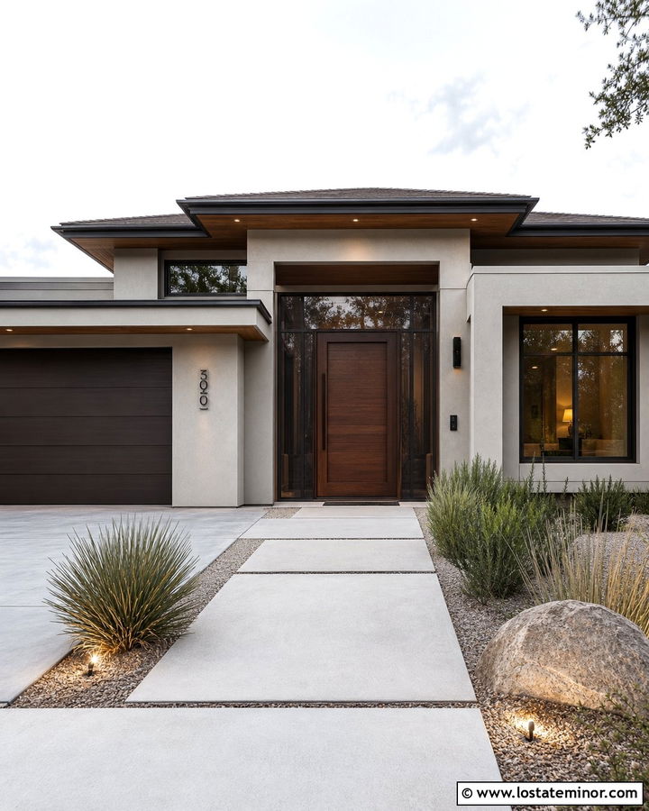 Light Grey Modern House With Bronze Retractable Screen Door - 30 Light Grey House Design With Screen Door Ideas