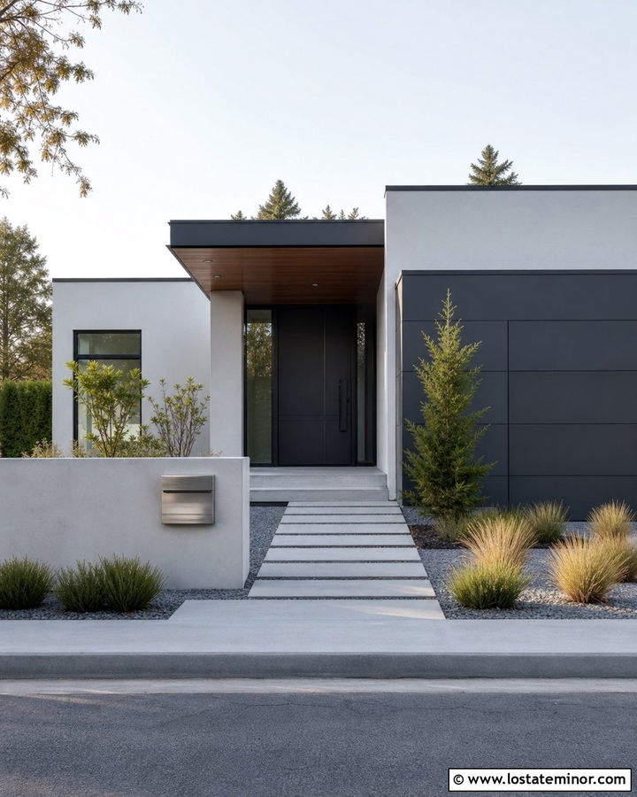 Light Grey Modern House With Steel Mailbox - 30 Light Grey House Design With Mailbox Ideas