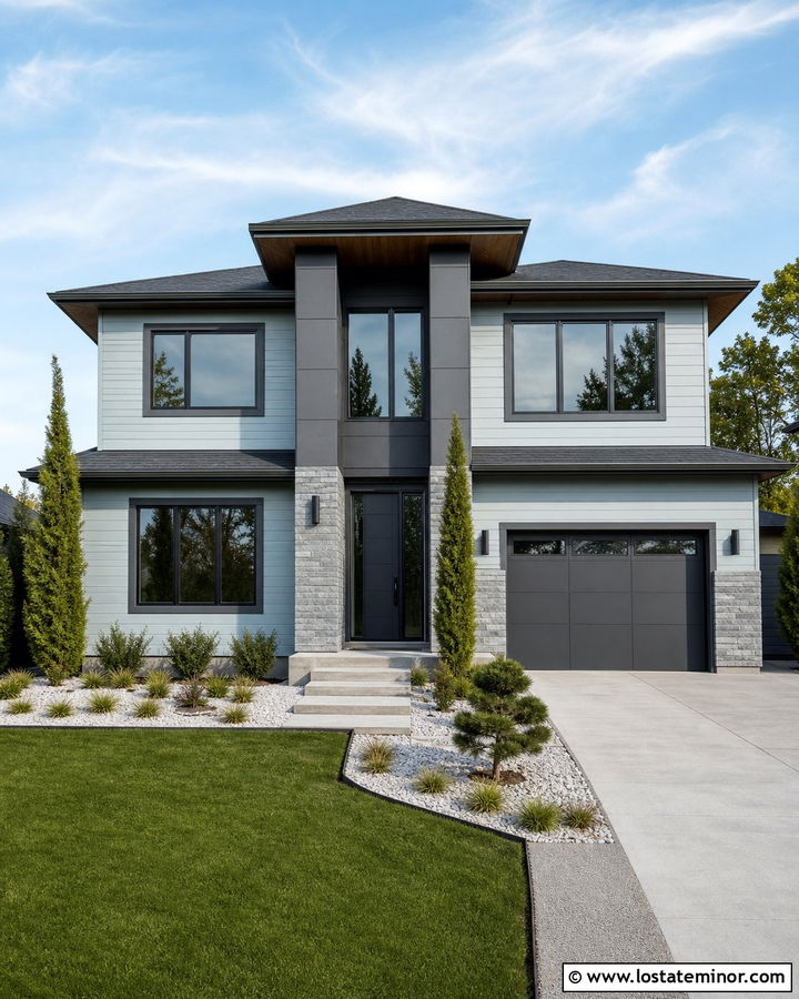 Light Grey Monochrome Exterior - 30 Light Grey House Design With Siding Ideas