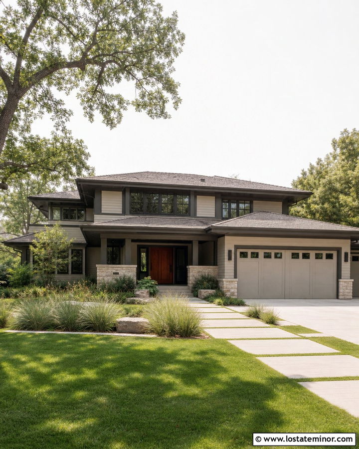 Light Grey Prairie House With Low Gables - 30 Light Grey House Design With Gables Ideas