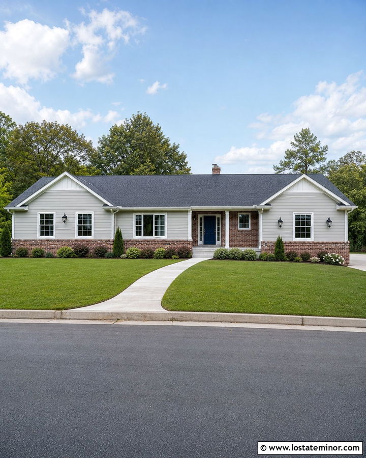 Light Grey Ranch House With Brick Wainscoting - 30 Light Grey House Design With Wainscoting Ideas