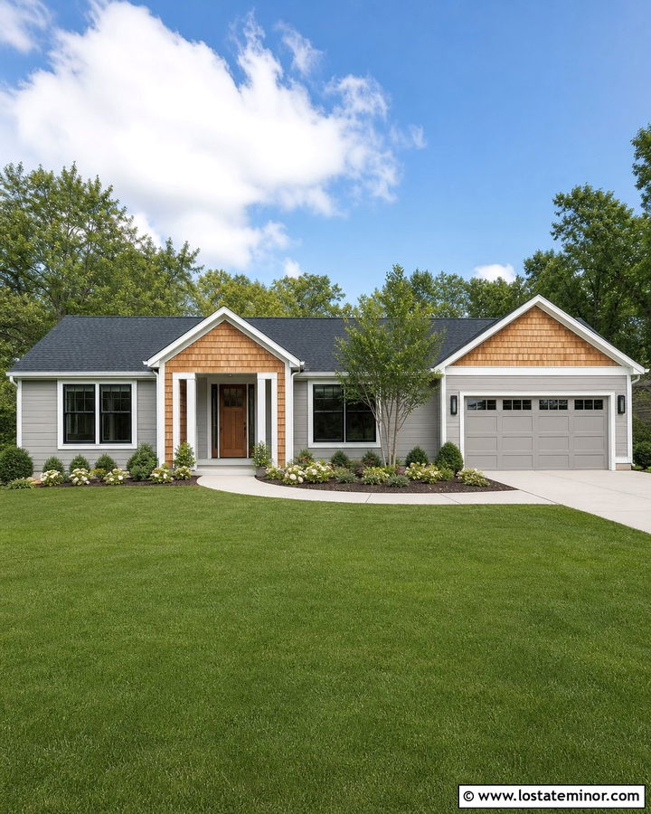 Light Grey Ranch House With Cedar Shake - 30 Light Grey House Design With Cedar Shake Ideas