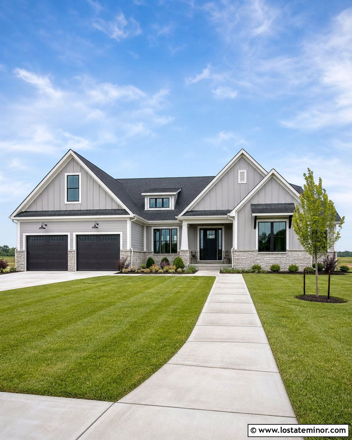 Light Grey Ranch House With Multiple Gables - 30 Light Grey House Design With Gables Ideas