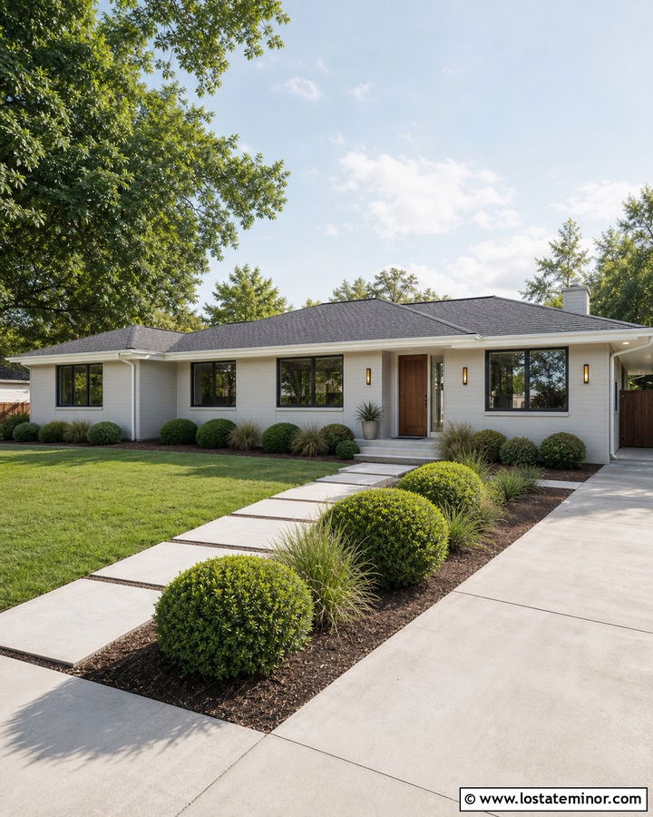 Light Grey Ranch With Brass Wall Lights - 30 Light Grey House Design With Light Fixtures Ideas