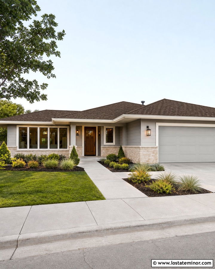 Light Grey Ranch With Brown Architectural Shingles - 30 Light Grey House Design With Shingles Ideas