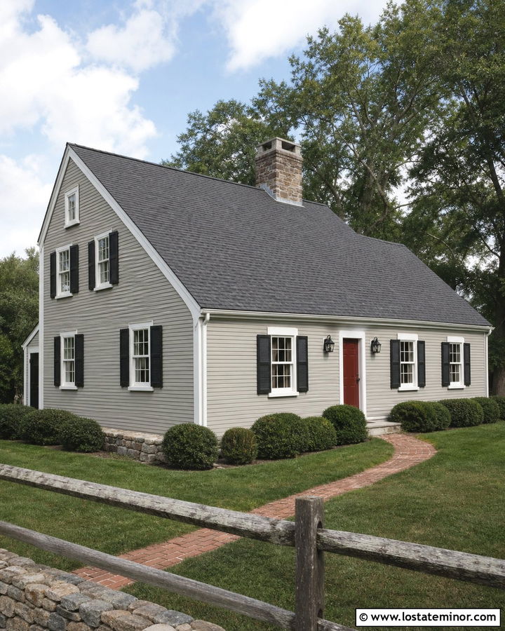 Light Grey Saltbox With Dark Roof Shingles - 30 Light Grey House Design With Shingles Ideas