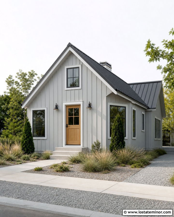 Light Grey Scandinavian House With Wood Dutch Door - 30 Light Grey House Design With Dutch Door Ideas