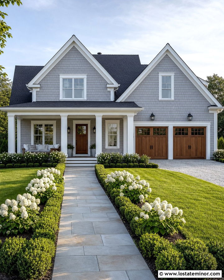 Light Grey Shingle House With White Trim - 30 Light Grey House Design With Shingles Ideas