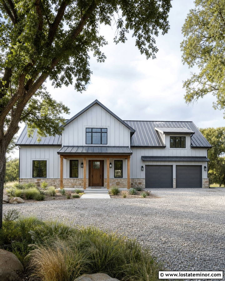 Light Grey Siding With A Metal Roof - 30 Light Grey House Design With Siding Ideas