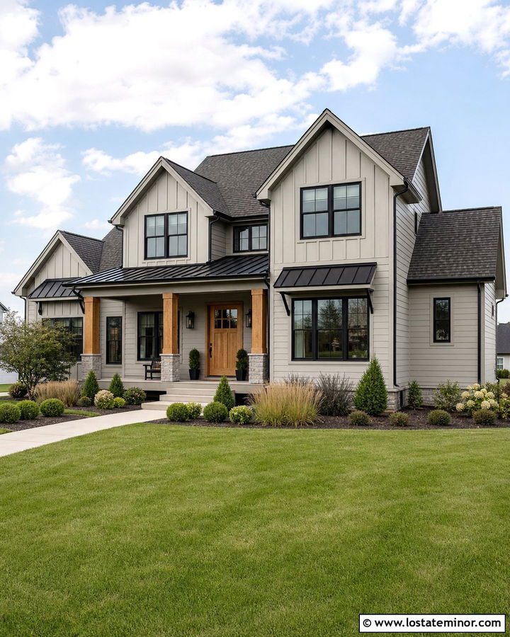 Light Grey Siding With Black Trim - 30 Light Grey House Design With Siding Ideas