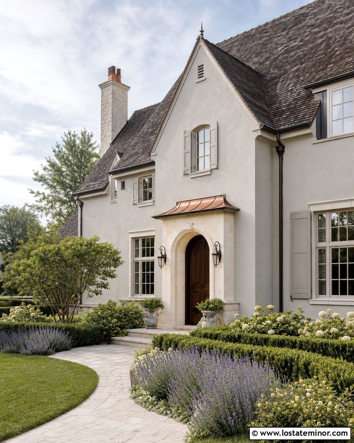 Light Grey Siding With Copper Accents - 30 Light Grey House Design With Siding Ideas