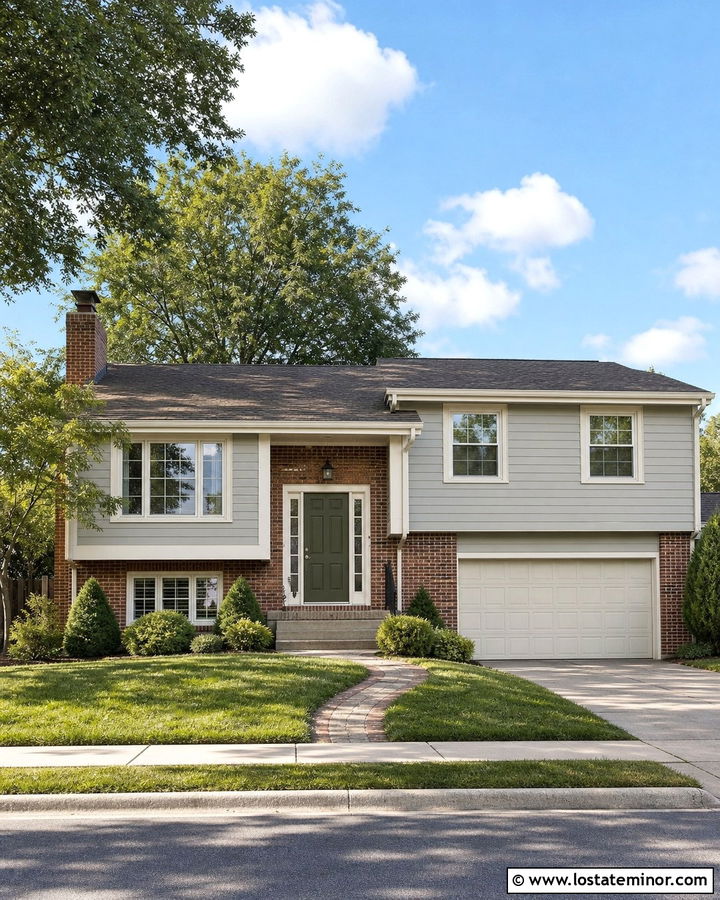 Light Grey Siding With Red Brick - 30 Light Grey House Design With Siding Ideas