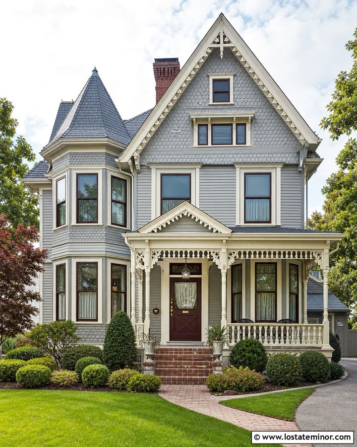 Light Grey Victorian With Burgundy Dutch Door - 30 Light Grey House Design With Dutch Door Ideas