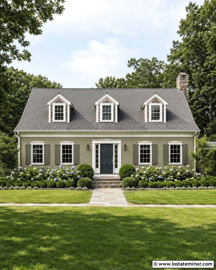 Light Olive Green House With Gray Shingles - 30 Olive Green House Design With Shingles Ideas