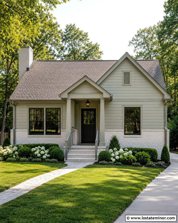 Light Olive Green House With White Brick Wainscoting - 30 Olive Green House Design With Wainscoting Ideas