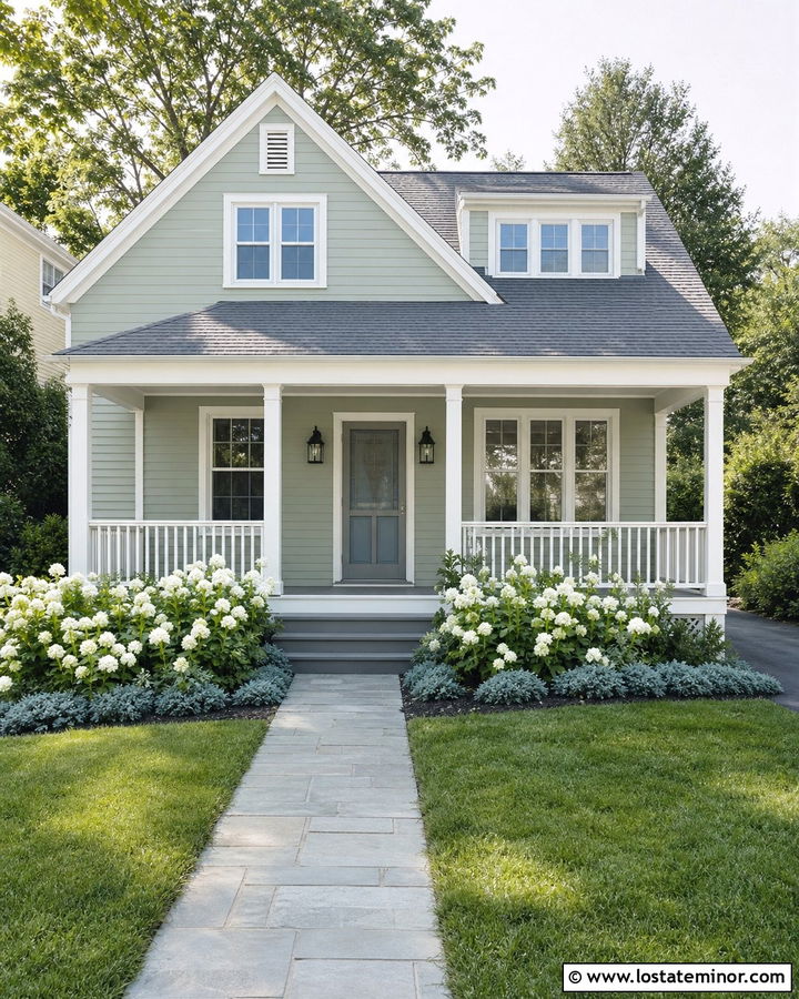 Light Sage Green House With Gray Screen Door - 30 Sage Green House Design With Screen Door Ideas
