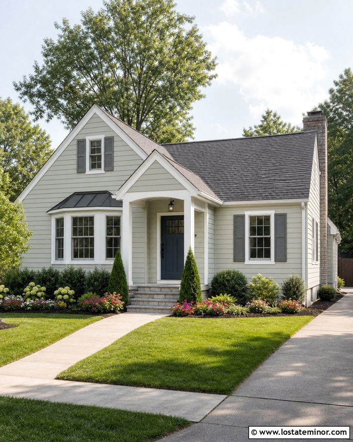 Light Sage Green House With Gray Shutters - 30 Sage Green House Design With Shutters Ideas
