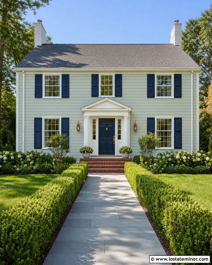 Light Sage Green House With Navy Dutch Door - 30 Sage Green House Design With Dutch Door Ideas