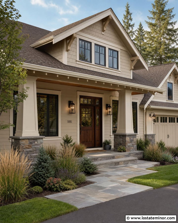 Light Tan House With Bronze Sconces - 30 Tan House Design With Light Fixtures Ideas