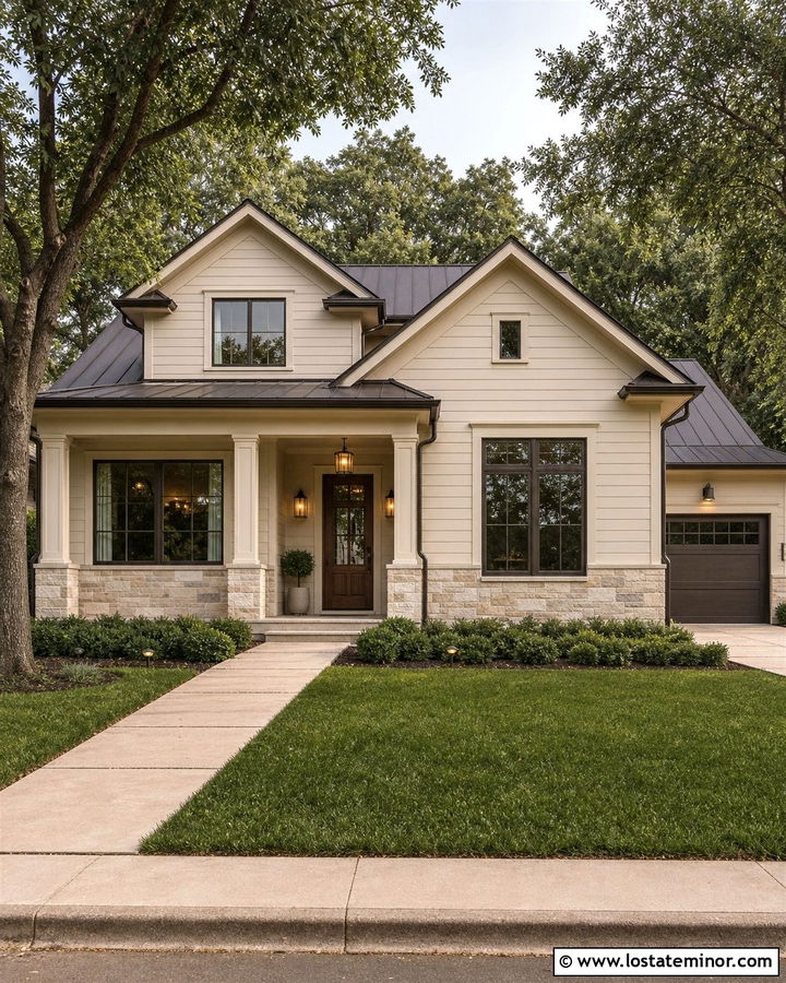 Light Tan House With Matching Stone Wainscoting - 30 Tan House Design With Wainscoting Ideas
