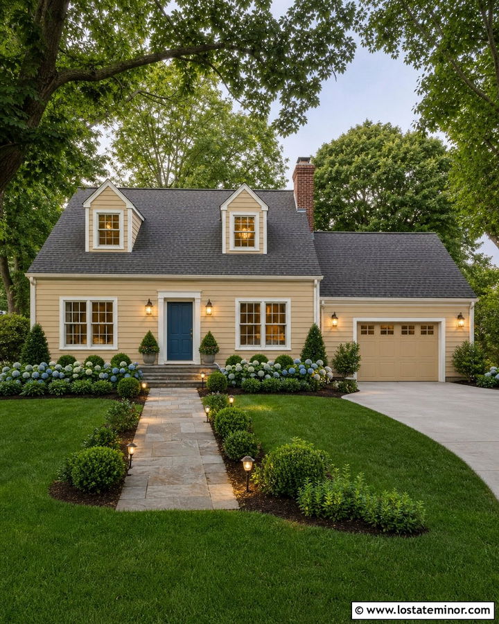 Light Tan House With Warm White Lighting - 30 Tan House Design With Lighting Ideas