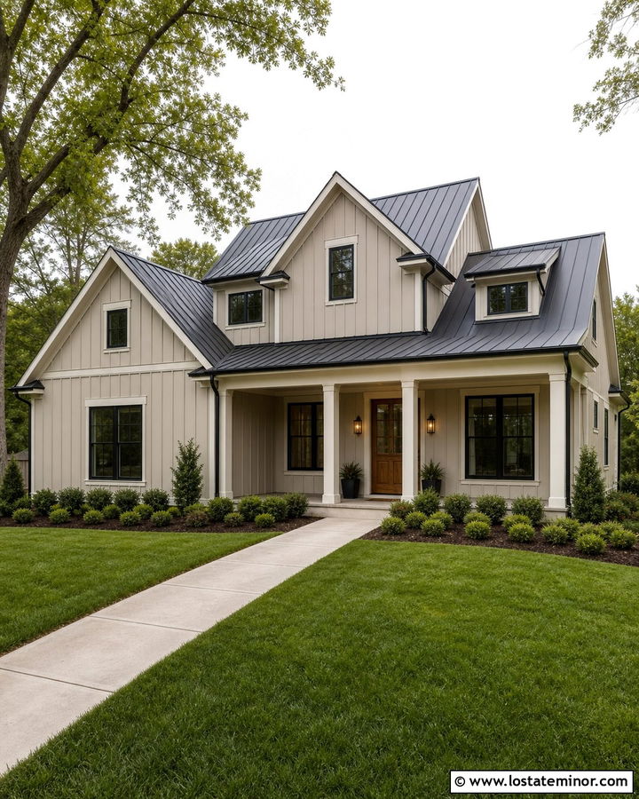 Light Taupe Board and Batten Farmhouse - 30 Taupe House Design With Board and Batten Ideas