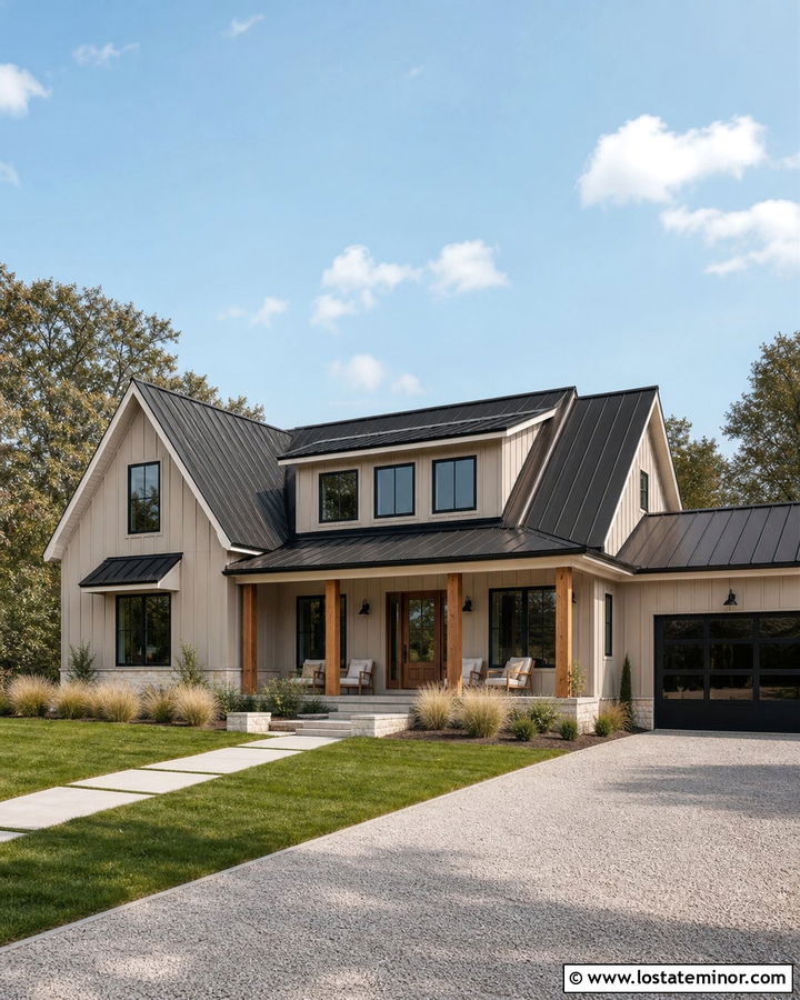 Light Taupe Farmhouse With Shed Dormers - 30 Taupe House Design With Dormers Ideas