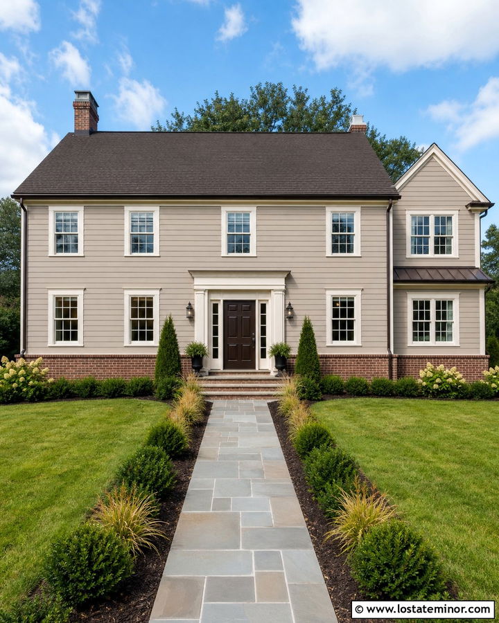 Light Taupe House With Red Brick Wainscoting - 30 Taupe House Design With Wainscoting Ideas