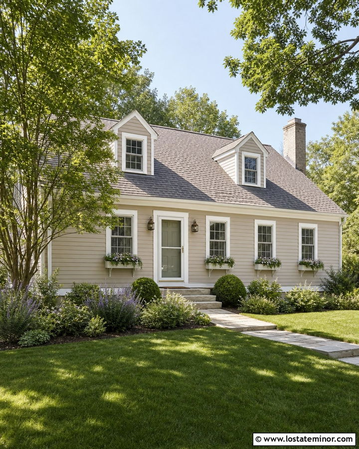 Light Taupe House With White Storm Door - 30 Taupe House Design With Storm Door Ideas