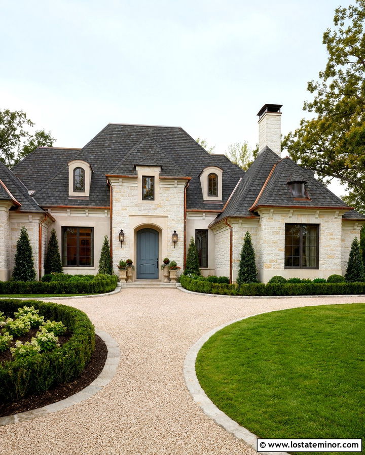 Limestone French Country House - 30 Stone House Design With Accents Ideas