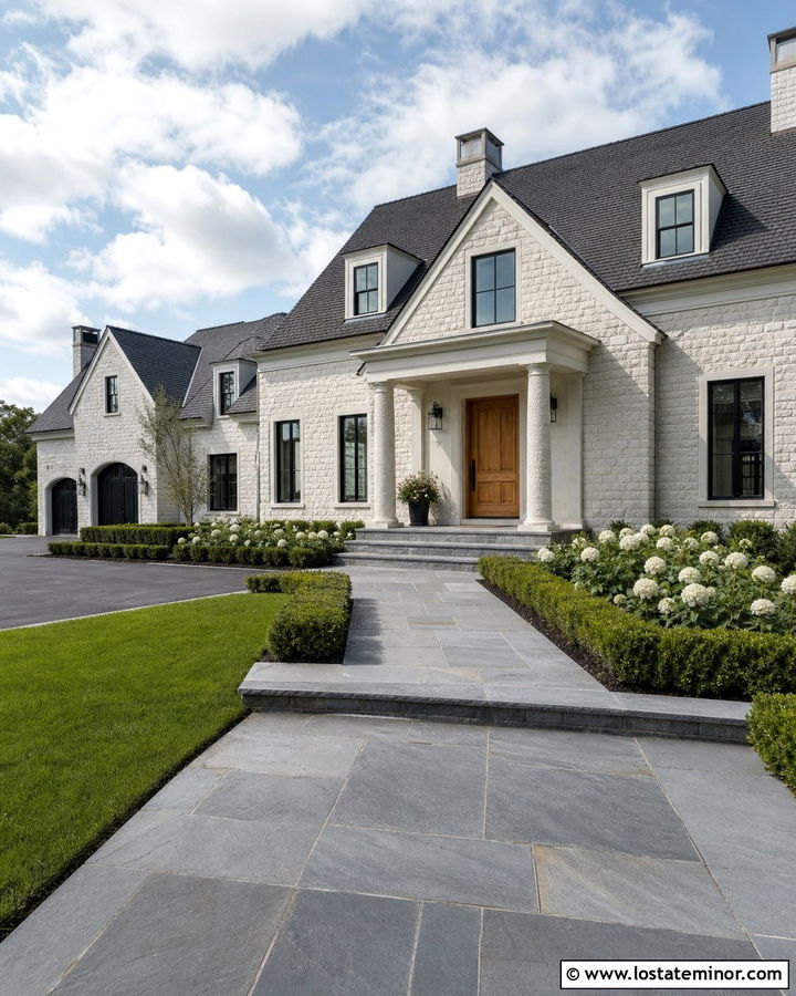 Limestone House With Bluestone Walkway - 30 Stone House Design With Walkway Ideas
