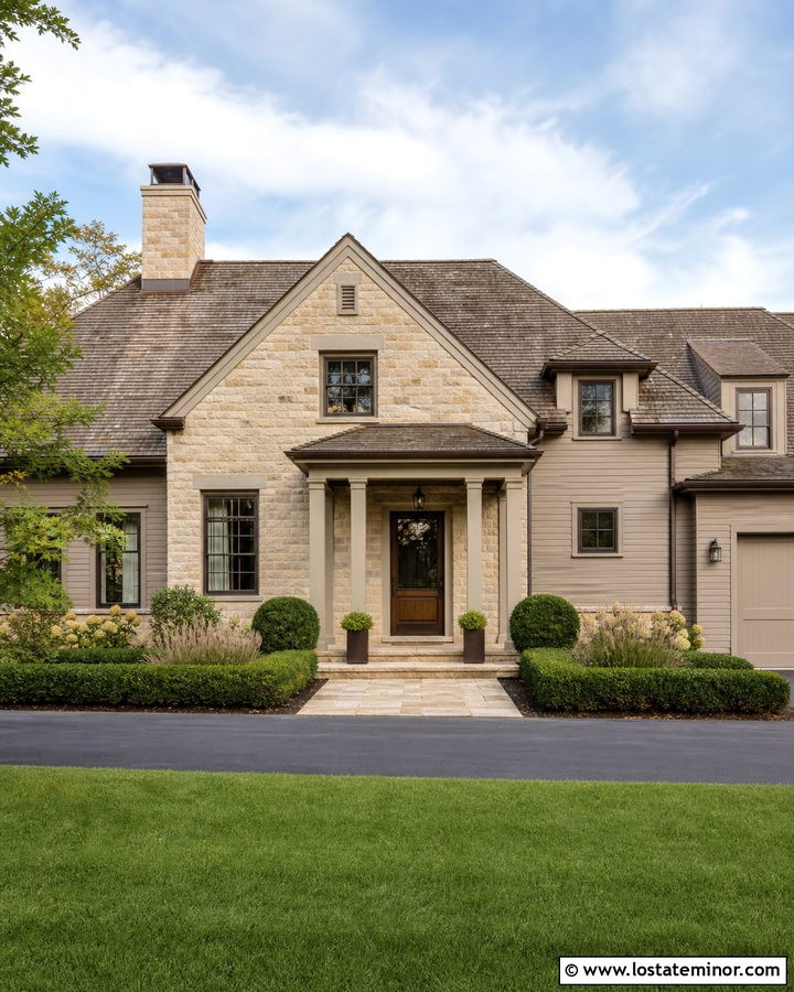 Limestone House With Bronze Storm Door - 30 Stone House Design With Storm Door Ideas