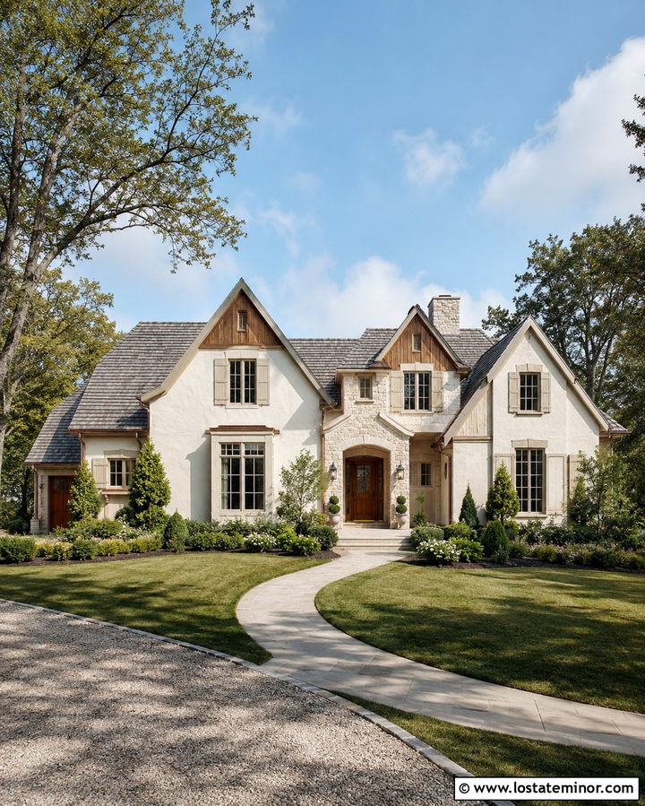 Limestone House With Cedar Accents - 30 Stone House Design With Accents Ideas