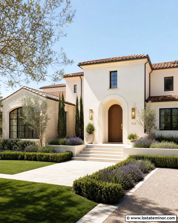 Limestone House With Floating Brass Numbers - 30 Stone House Design With House Numbers Ideas