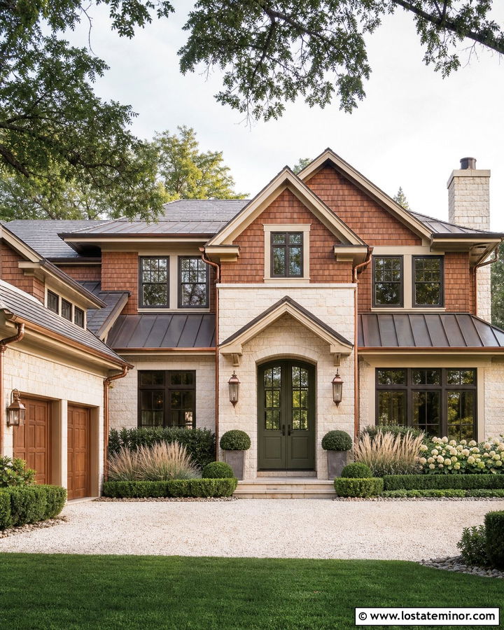 Limestone House With Red Cedar Shakes - 30 Stone House Design With Cedar Shake Ideas
