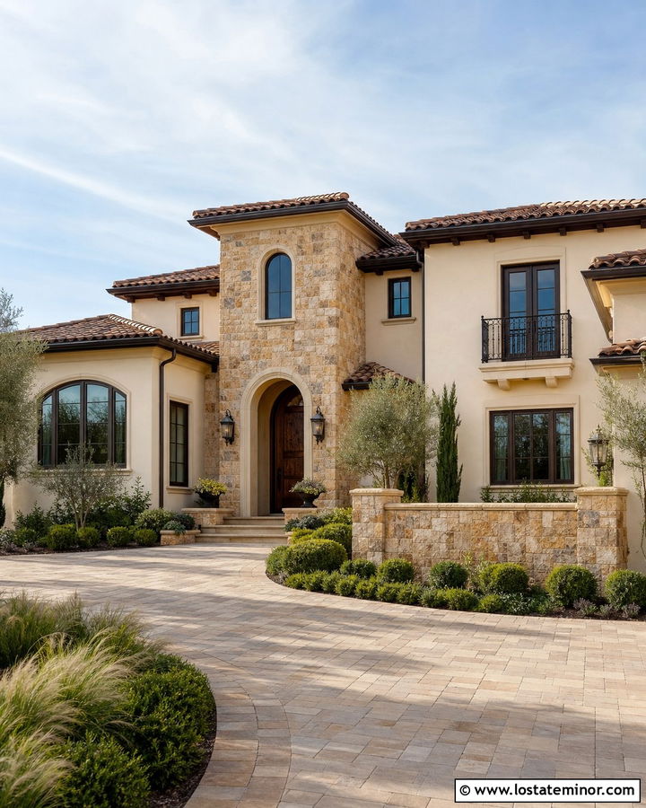 Maison Blanche Mediterranean House With Rustic Stone - 30 Beige House Design With Stone Accents Ideas