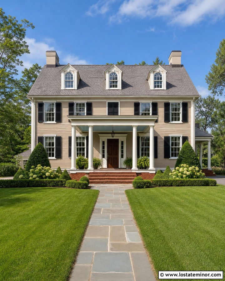 Manchester Tan House With Blue Porch Ceiling - 30 Beige House Design With Porch Ceiling Ideas