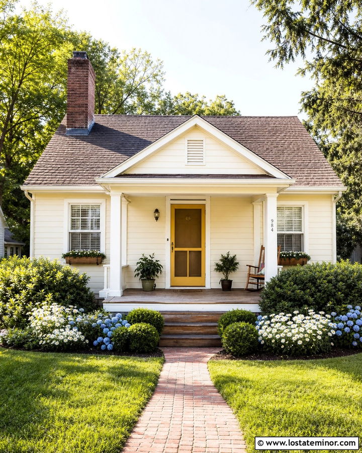 Mayonnaise Cottage With Yellow Screen Door - 30 Warm White House Design With Screen Door Ideas