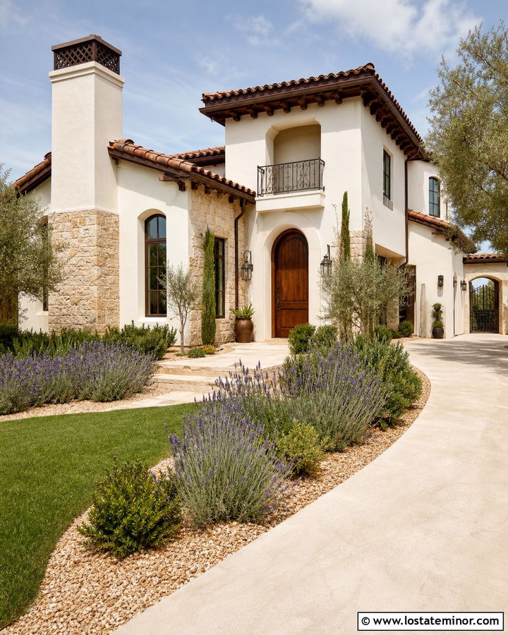 Mediterranean Stone House With Stucco Chimney - 30 Stone House Design With Chimney Ideas